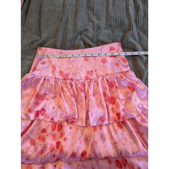 Brand New House of Blythe x Revolve Women's Small Pink Tiered Maxi Skirt Floral - Picture 5 of 5